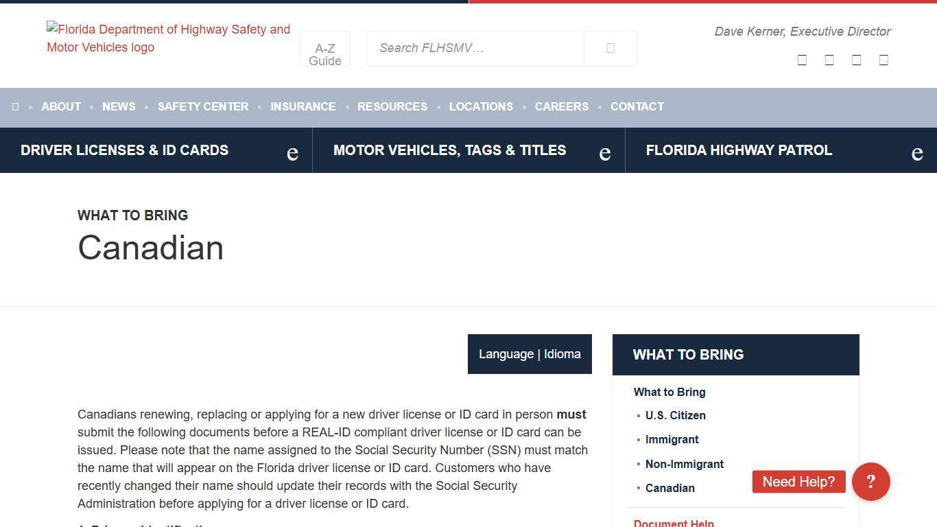 Canadian - Florida Department of Highway Safety and Motor Vehicles